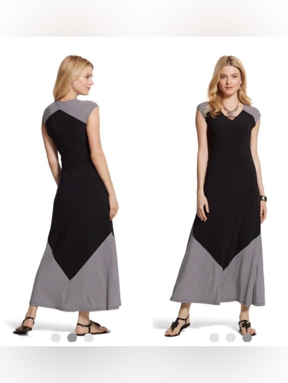 Chico's Black White Color block Sleeveless Maxi